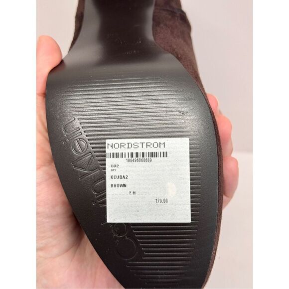 Calvin Klein Ankle Boots Size 8 Brown Block Heel Side Zip Winter Booties - Picture 9 of 10